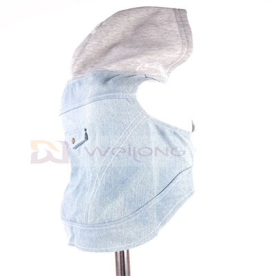綿のデニムの子犬のパーカーの青い型は衣服XS-XLを洗浄した