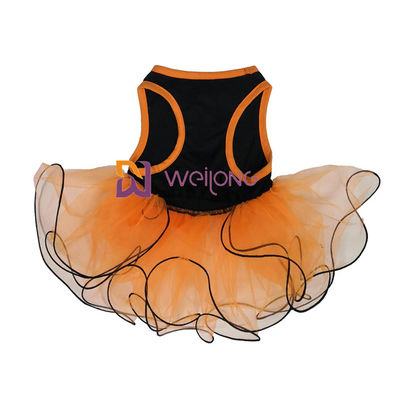 カボチャ/頭骨のテュルのスカートのハロウィン ペット服の弓装飾CVCジャージー