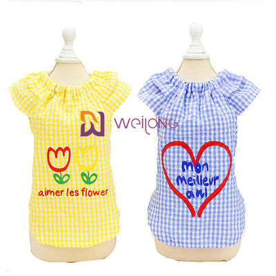 ゴム製印刷色の夏のSeersucker犬の子犬の服XSのS M L XL