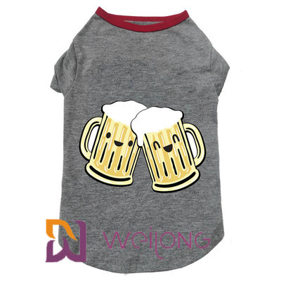 犬のためのゴム製印刷物ビール ガラスの伸縮性のグレイハウンドのTシャツ