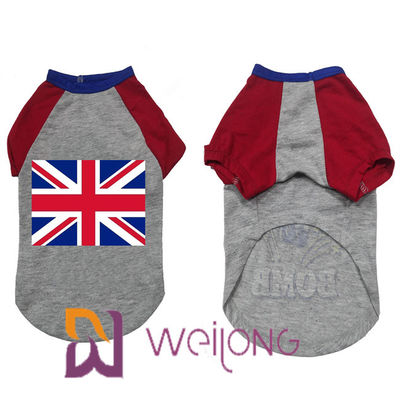 夏犬のゴム製印刷物イギリスの旗のためのカスタマイズ可能なペットTシャツ
