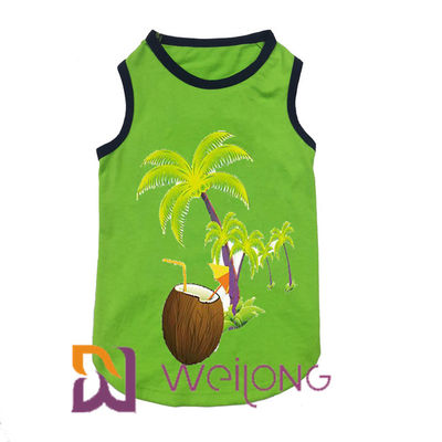 される100%の綿印刷物のココヤシの木の伸縮性の夏ペットTシャツのハワイ音楽