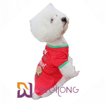 CVCジャージー180Gカスタマイズ可能な赤い印刷犬のクリスマスのTシャツ