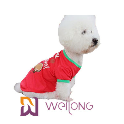 CVCジャージー180Gカスタマイズ可能な赤い印刷犬のクリスマスのTシャツ