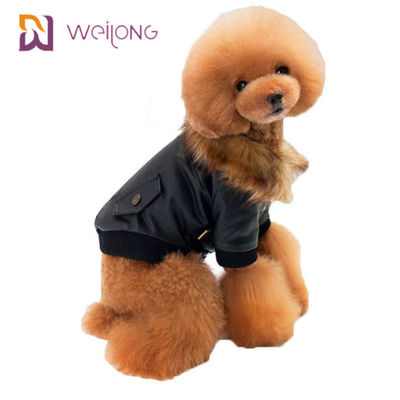カスタマイズされたのどの毛皮のレザーレットペット コート犬の冬の衣服